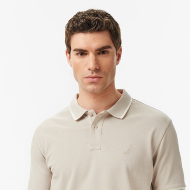  Nautica Erkek Bej Regular Fit Polo Yaka T-Shirt