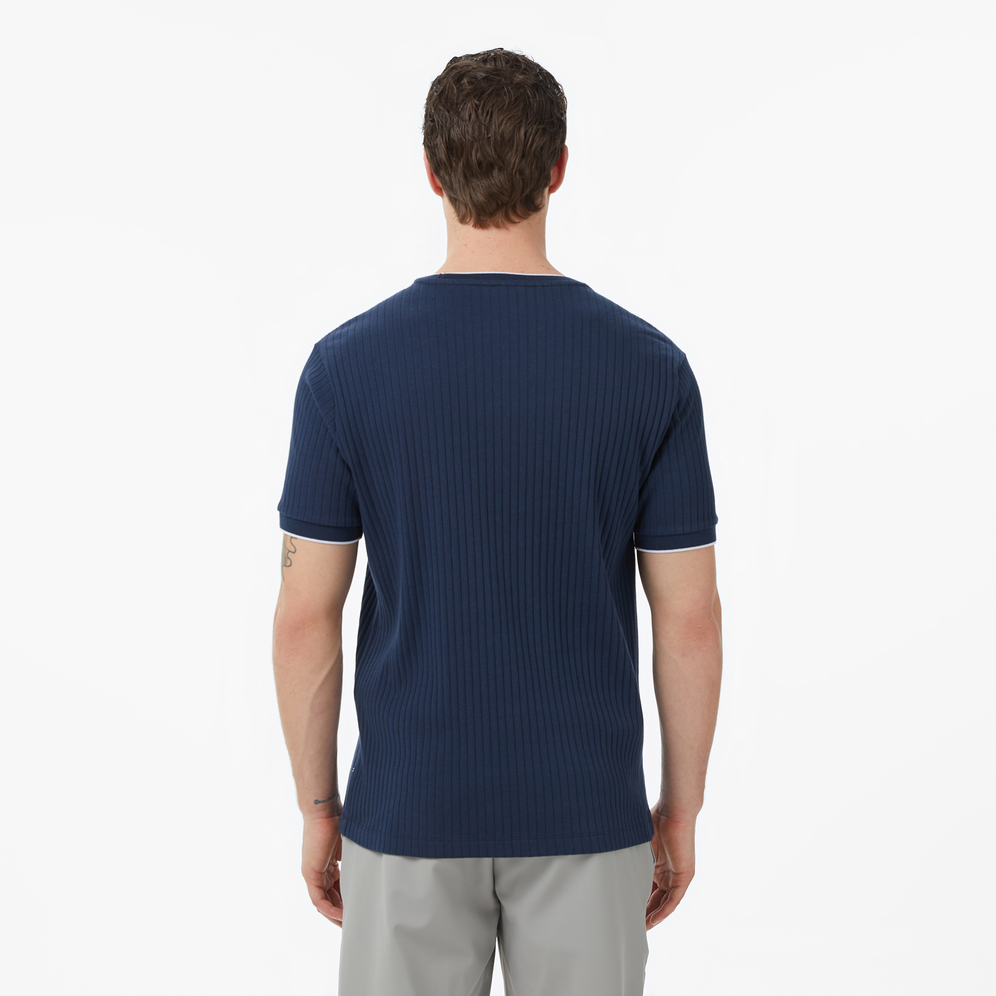  Nautica Erkek Lacivert Regular Fit Çizgili T-Shirt