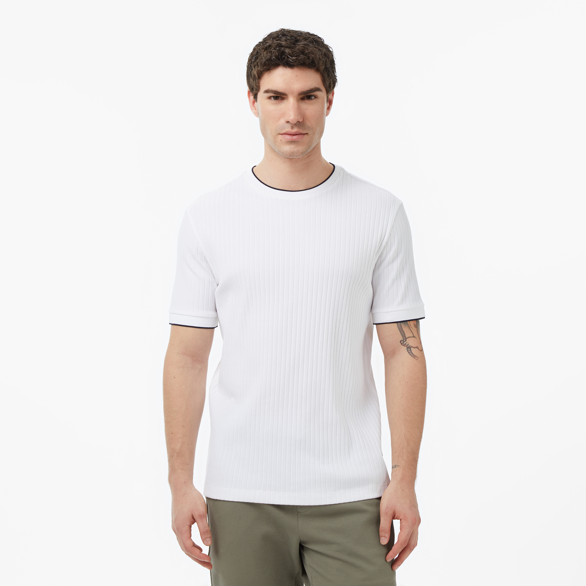 Nautica Erkek Lacivert Regular Fit Çizgili T-Shirt