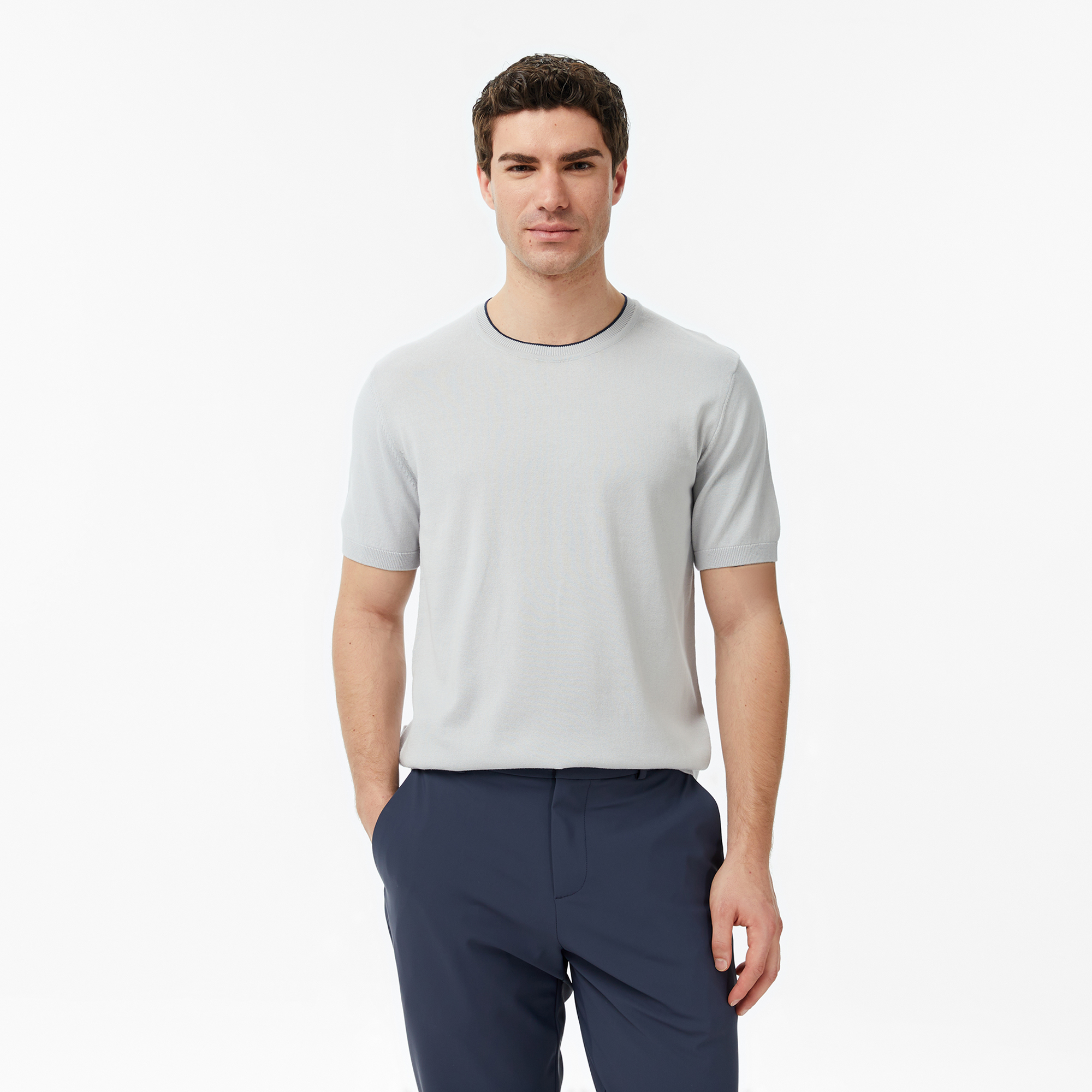  Nautica Erkek Gri Regular Fit Kısa Kollu Triko