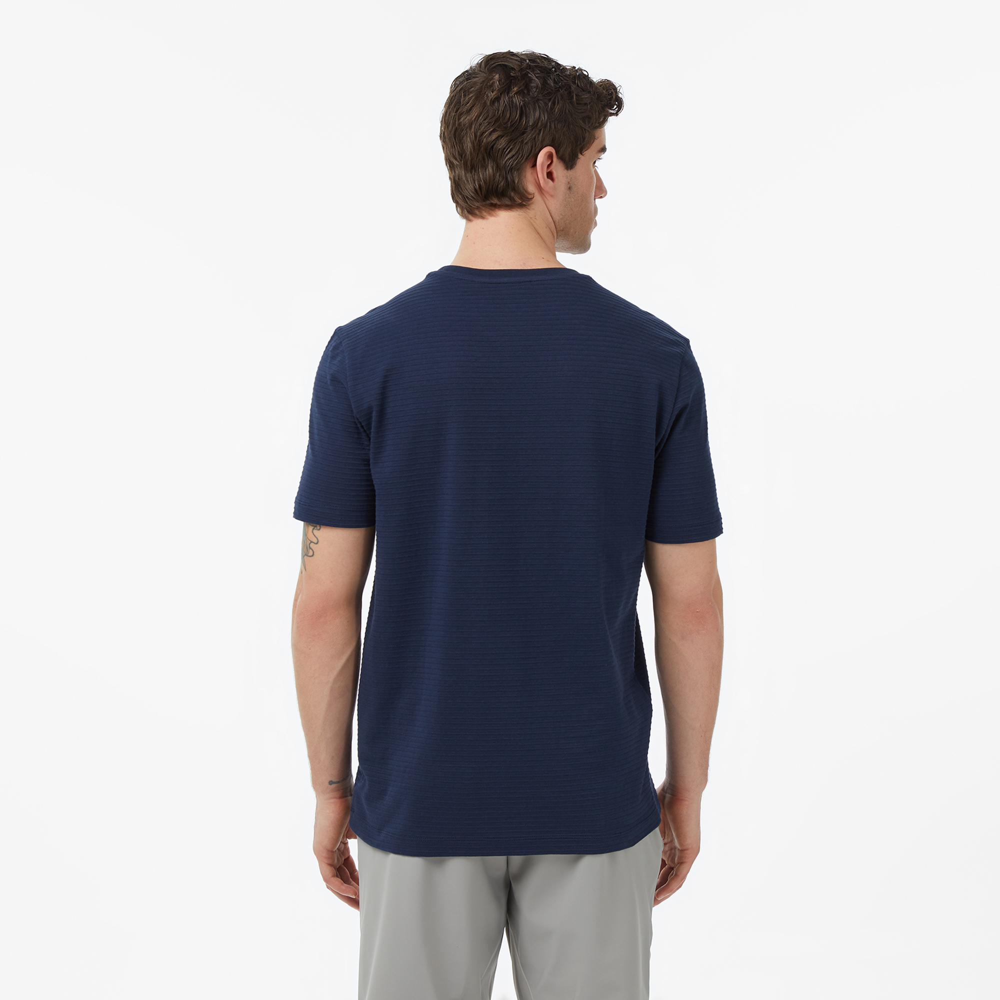 Nautica Erkek Lacivert Regular Fit Çizgili T-Shirt