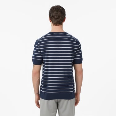  Nautica Erkek Lacivert Regular Fit Kısa Kollu Çizgili Triko