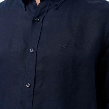  Nautica Erkek Lacivert Regular Fit Keten Gömlek