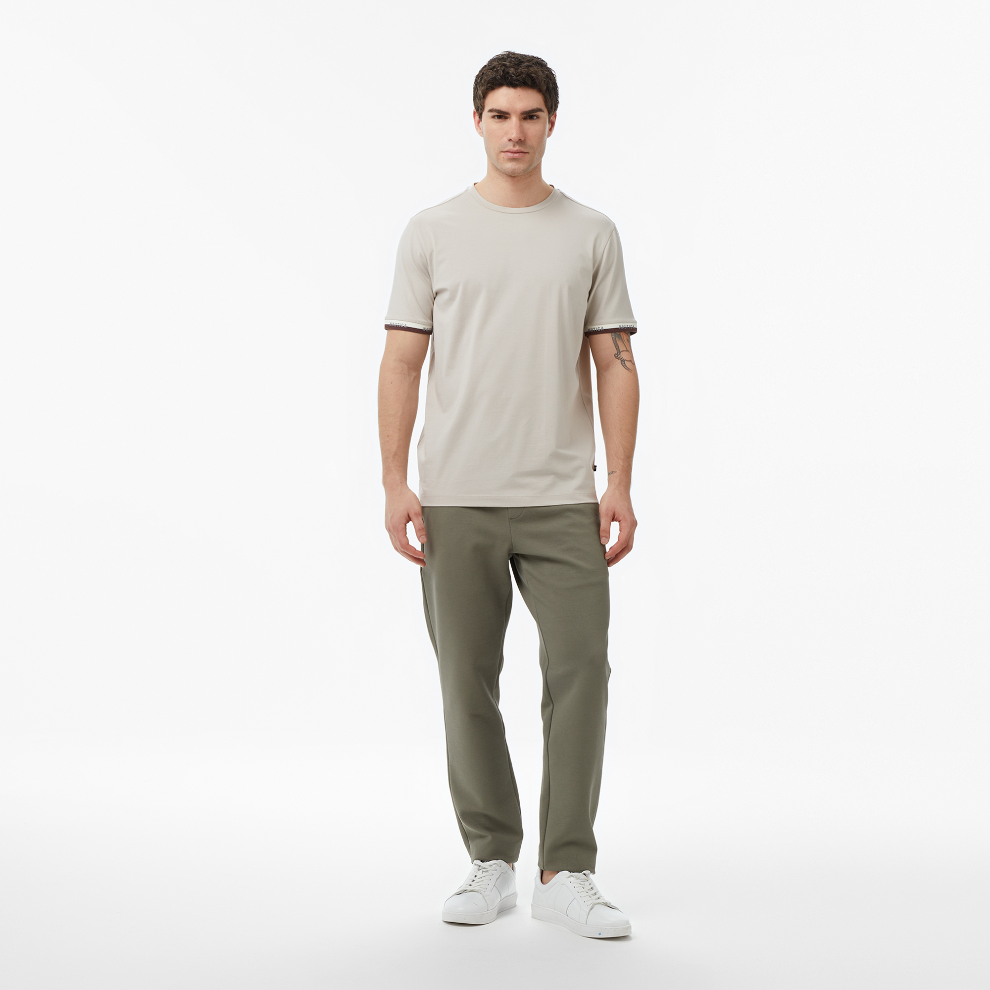  Nautica Erkek Bej Regular Fit T-Shirt
