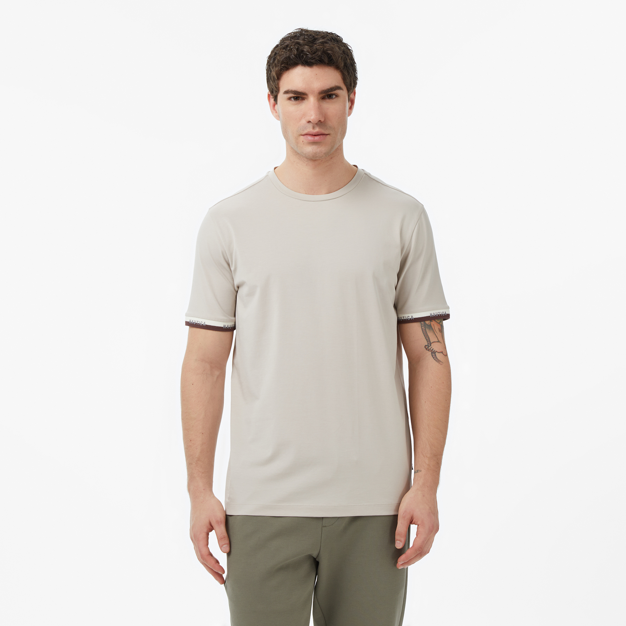  Nautica Erkek Bej Regular Fit T-Shirt
