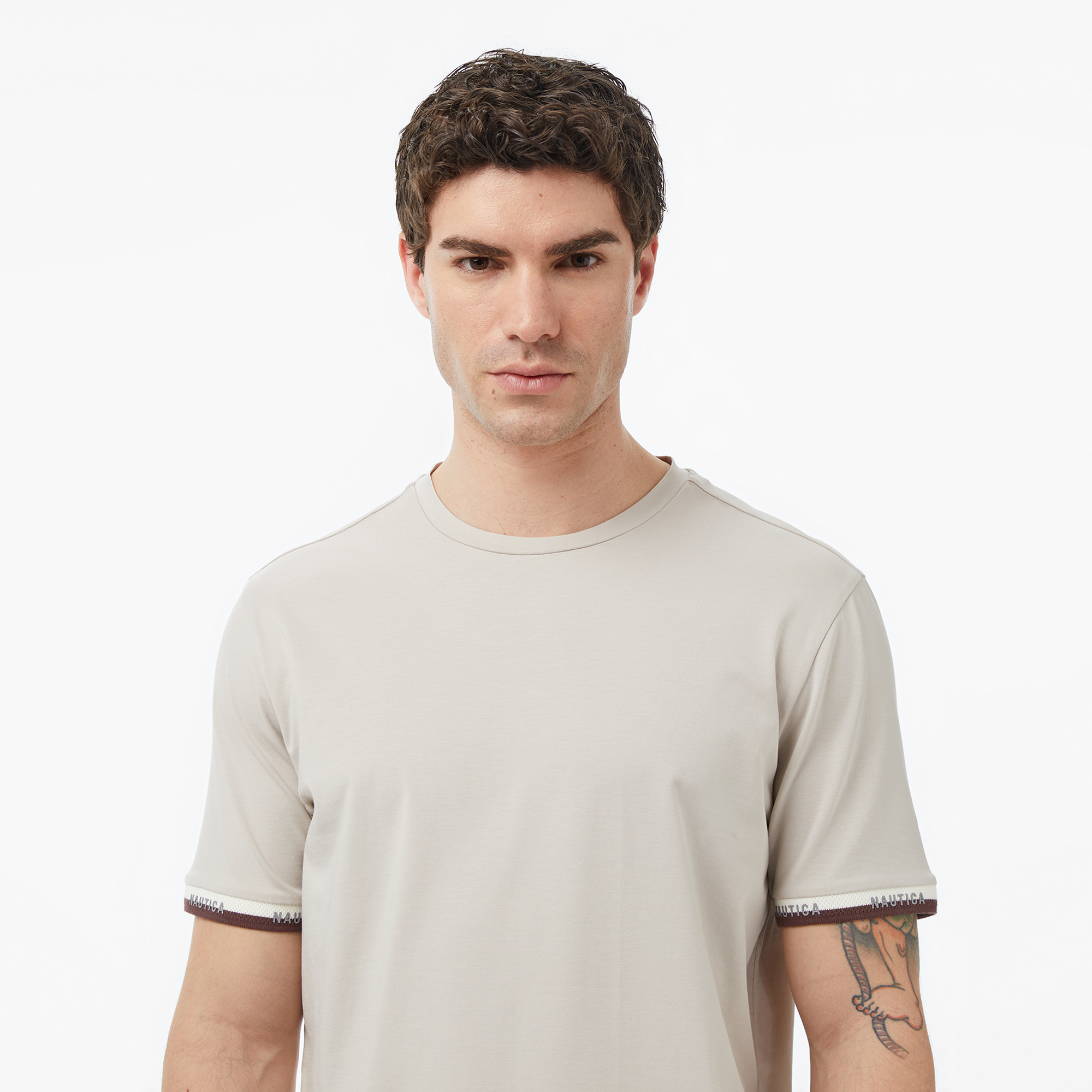 Nautica Erkek Bej Regular Fit T-Shirt