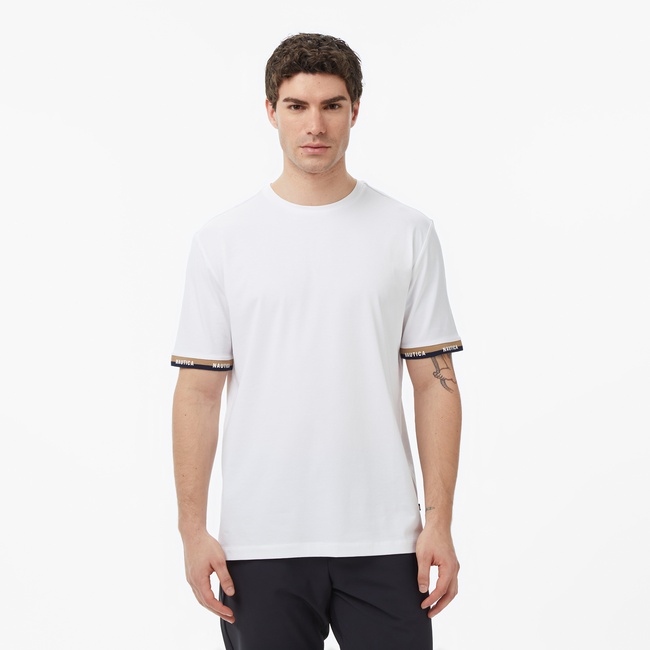  Nautica Erkek Beyaz Regular Fit T-Shirt