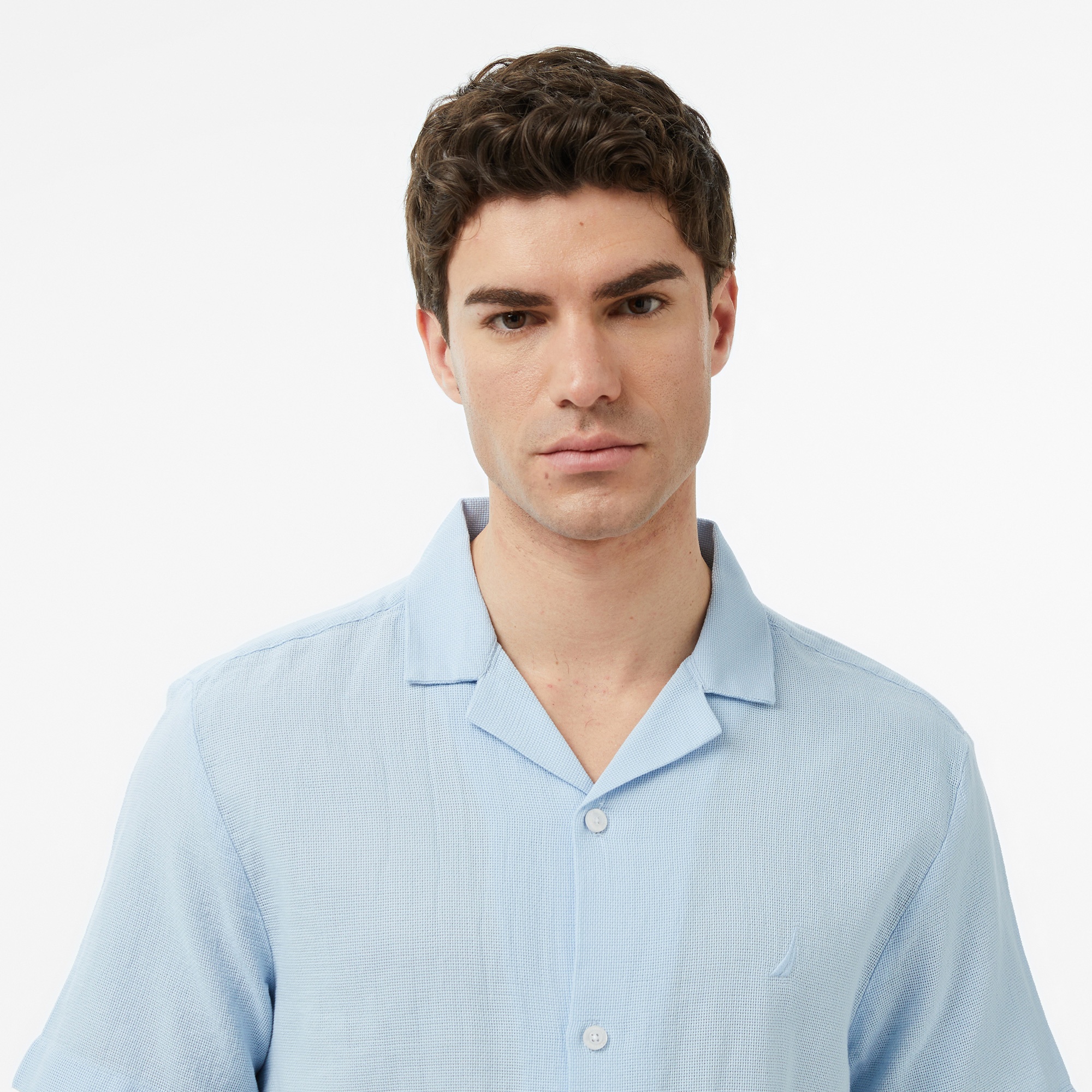 Nautica Erkek Mavi Regular Fit Kısa Kollu Gömlek