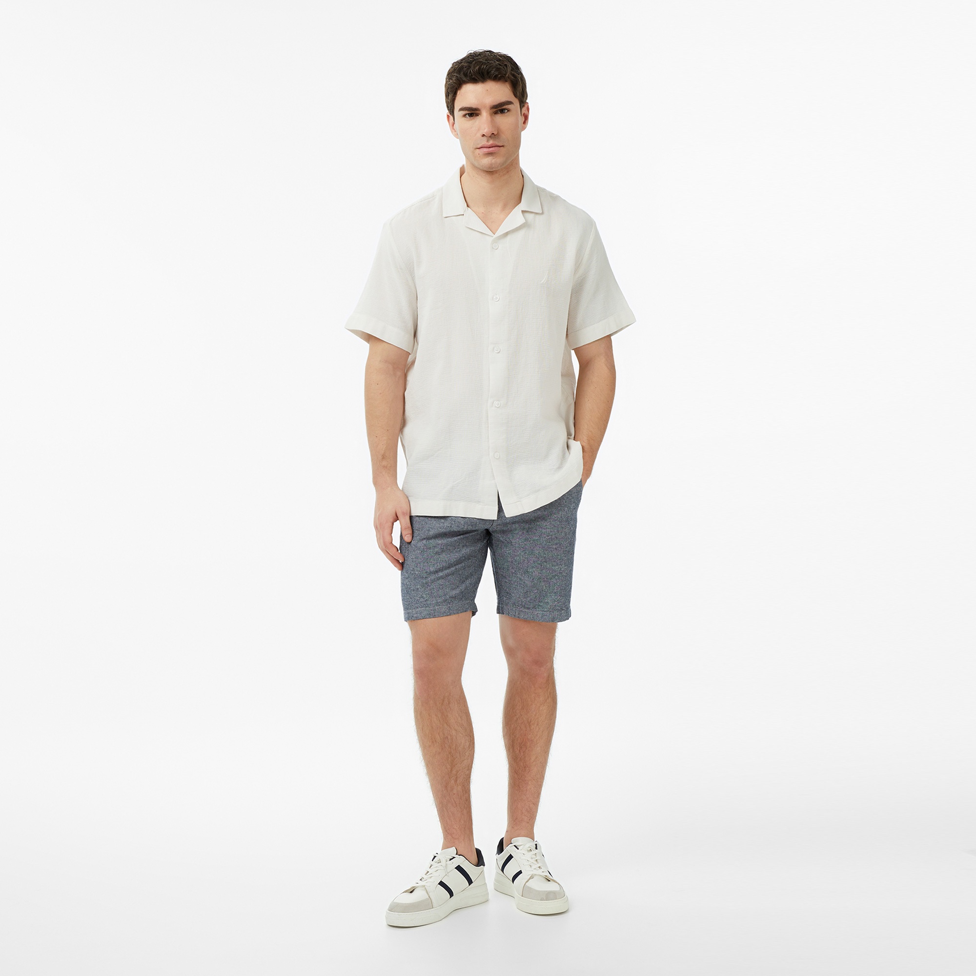 Nautica Erkek Krem Regular Fit Kısa Kollu Gömlek