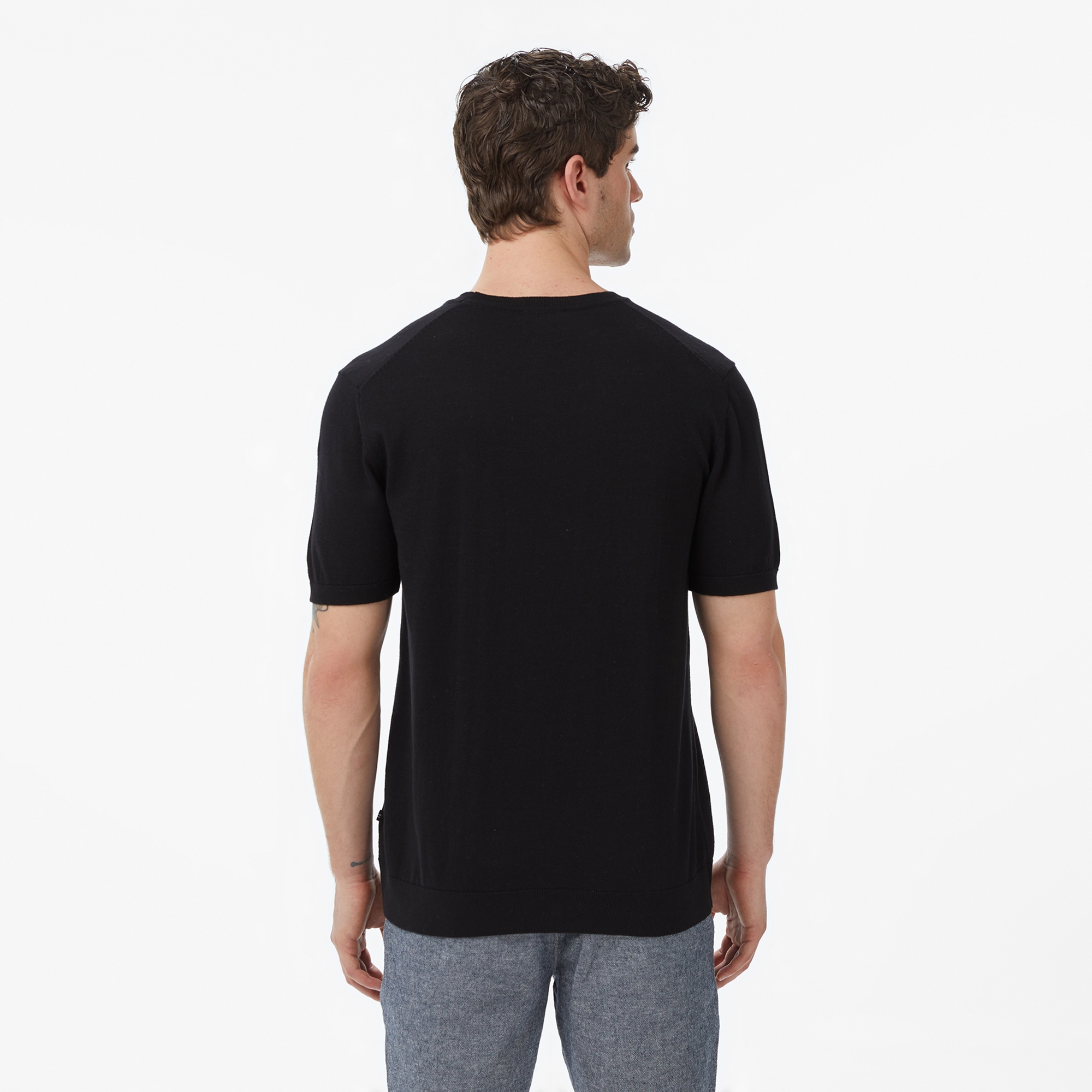 Nautica Erkek Siyah Regular Fit Kısa Kollu Triko