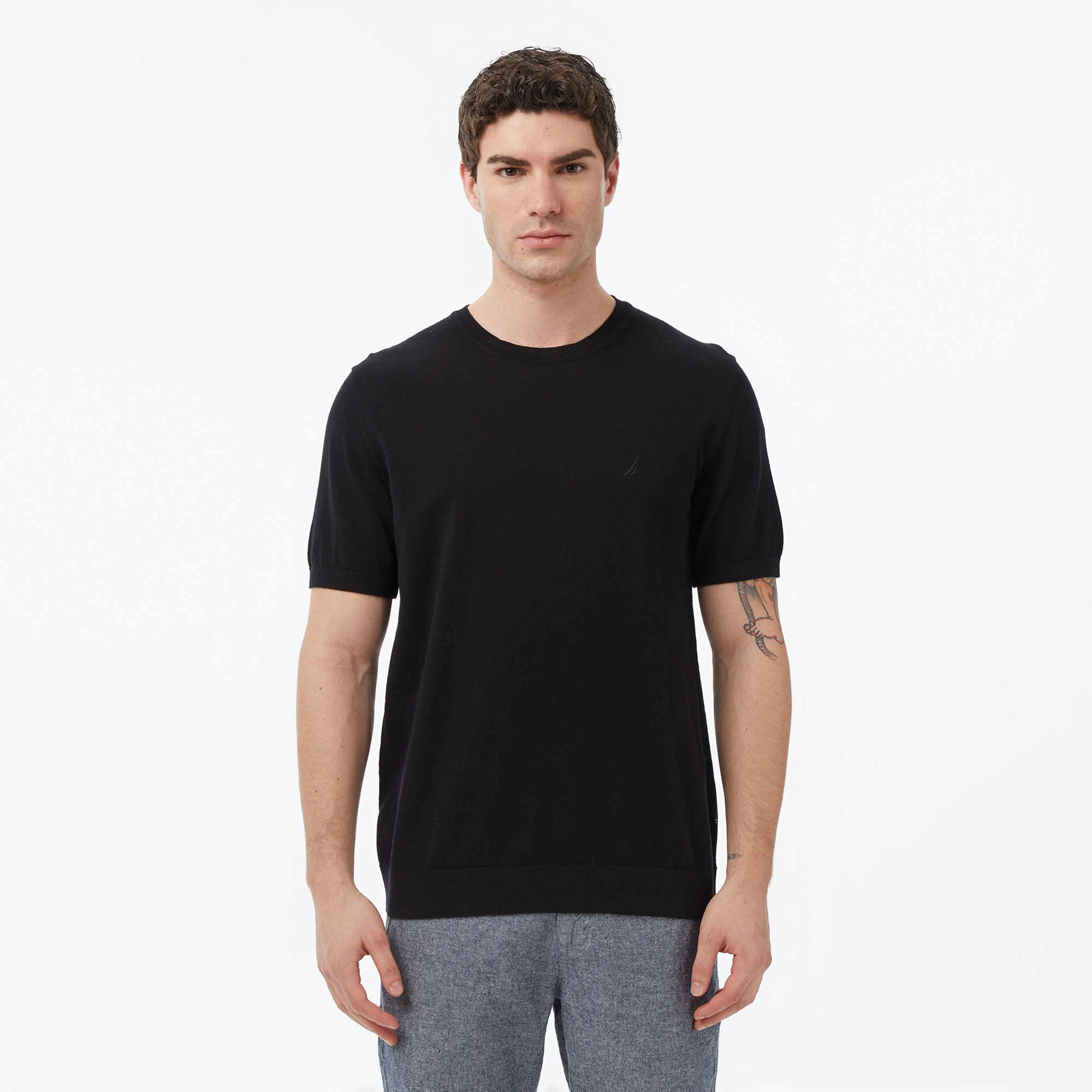 Nautica Erkek Siyah Regular Fit Kısa Kollu Triko