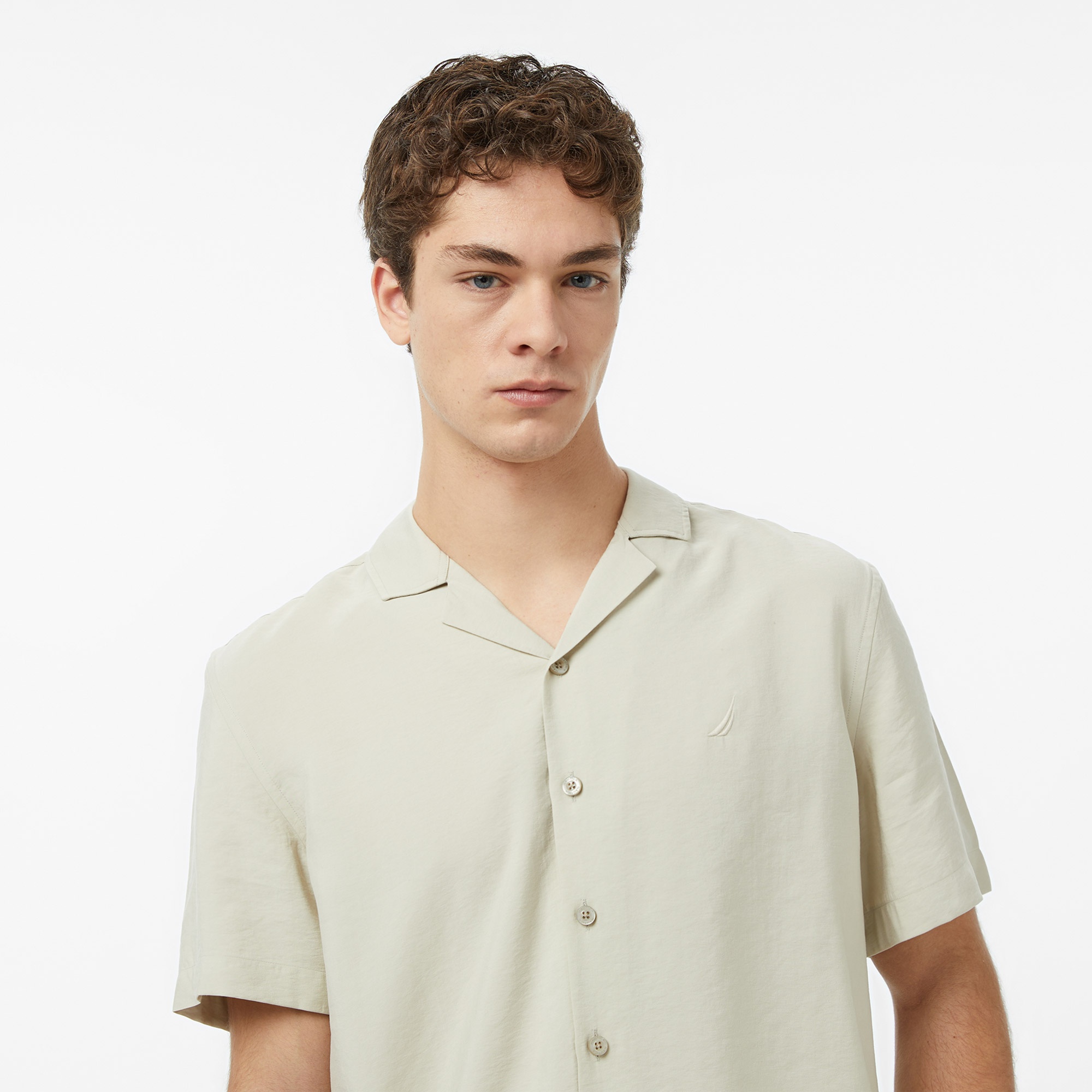 Nautica Erkek Bej Regular Fit Kısa Kollu Gömlek