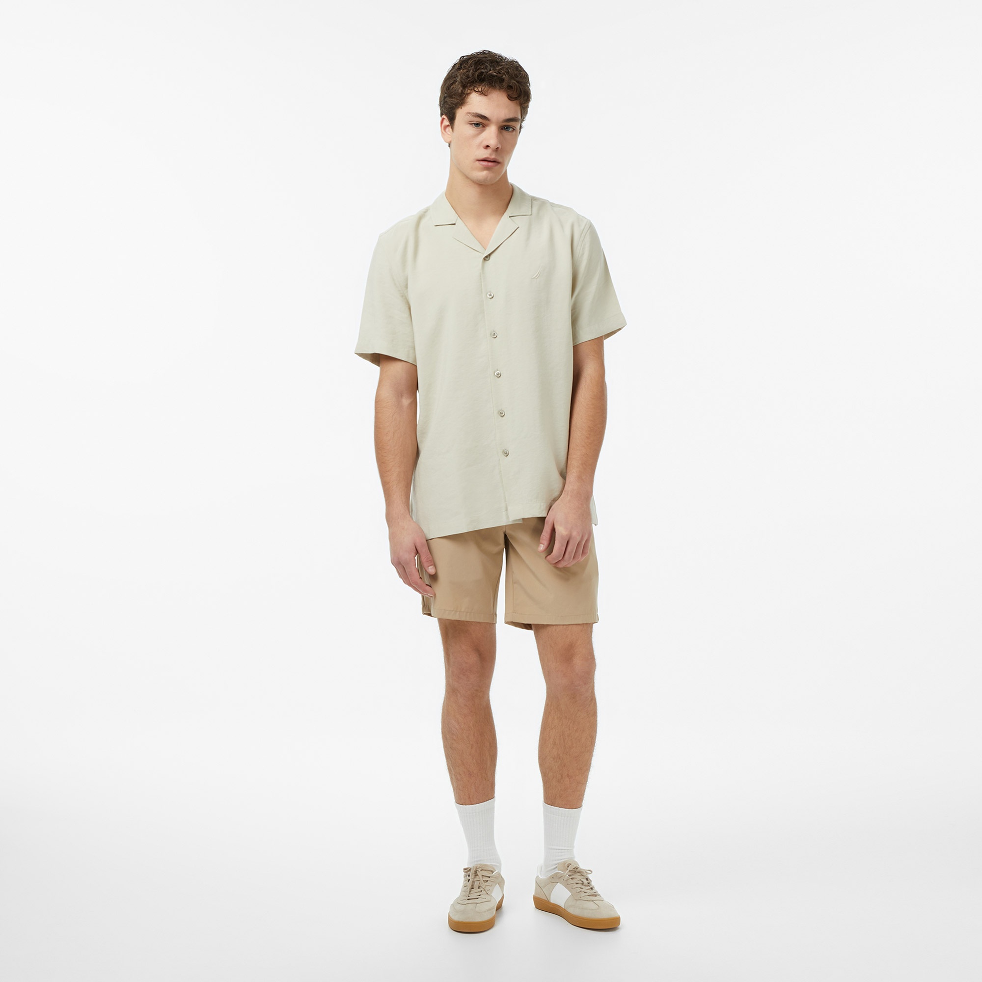 Nautica Erkek Bej Regular Fit Kısa Kollu Gömlek