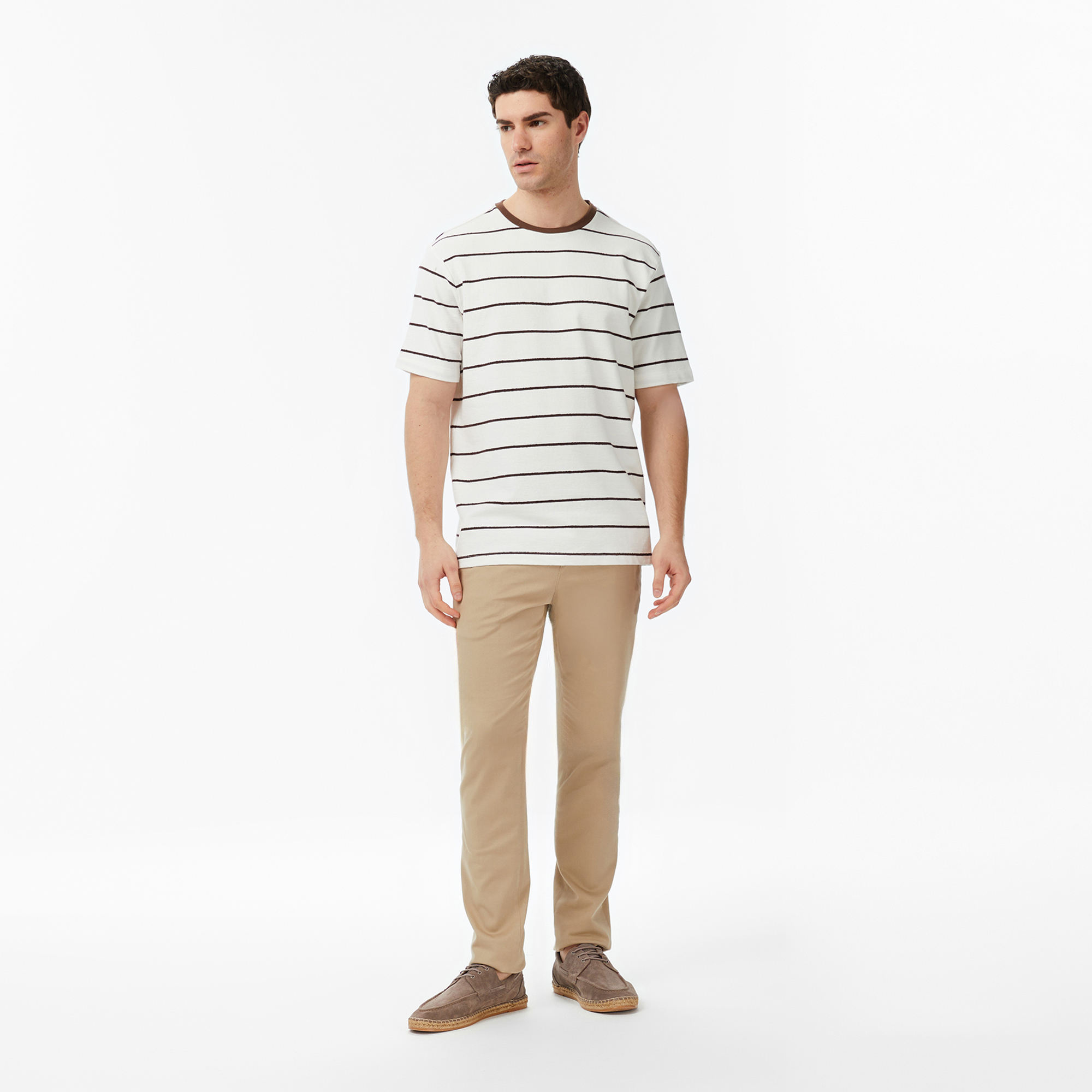  Nautica Erkek Kahverengi Regular Fit Çizgili T-Shirt