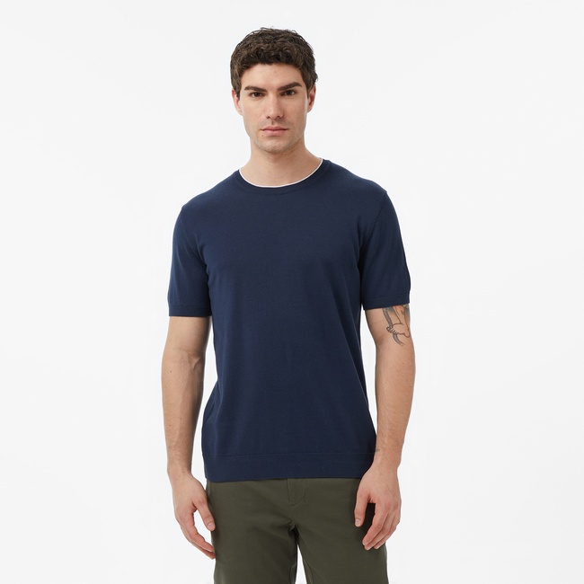  Nautica Erkek Lacivert Regular Fit Kısa Kollu Triko