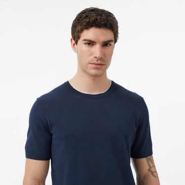  Nautica Erkek Lacivert Regular Fit Kısa Kollu Triko