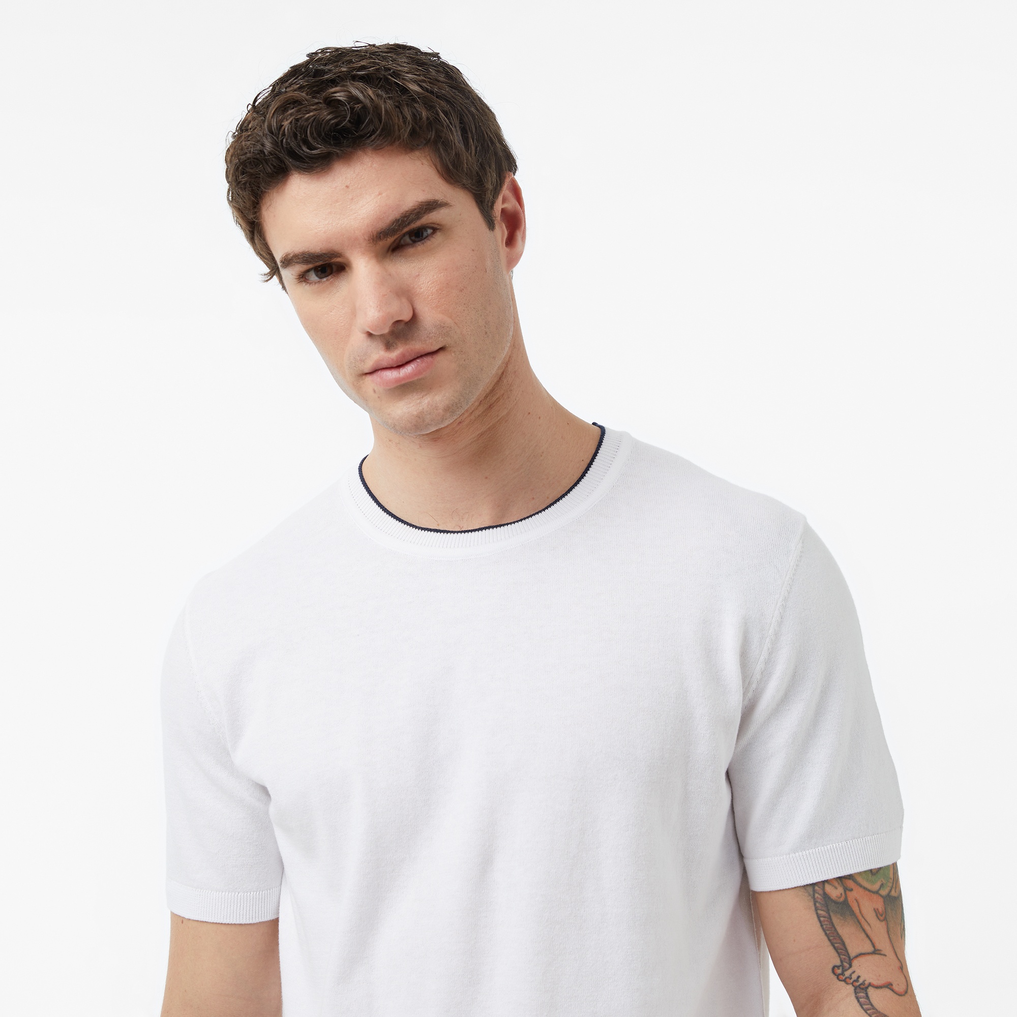 Nautica Erkek Beyaz Regular Fit Kısa Kollu Triko