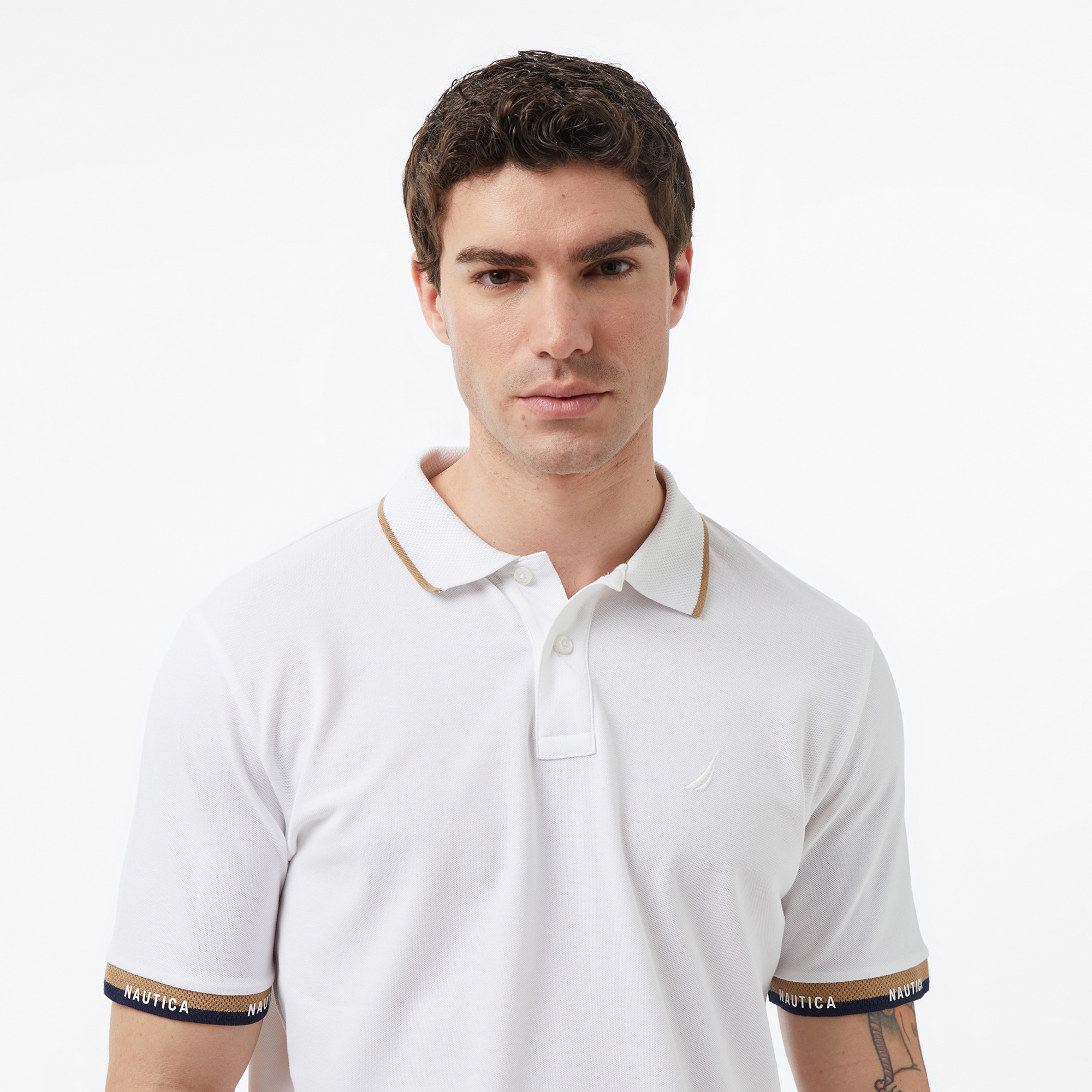 Nautica Erkek Beyaz Regular Fit Polo Yaka T-Shirt