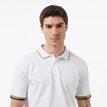  Nautica Erkek Beyaz Regular Fit Polo Yaka T-Shirt