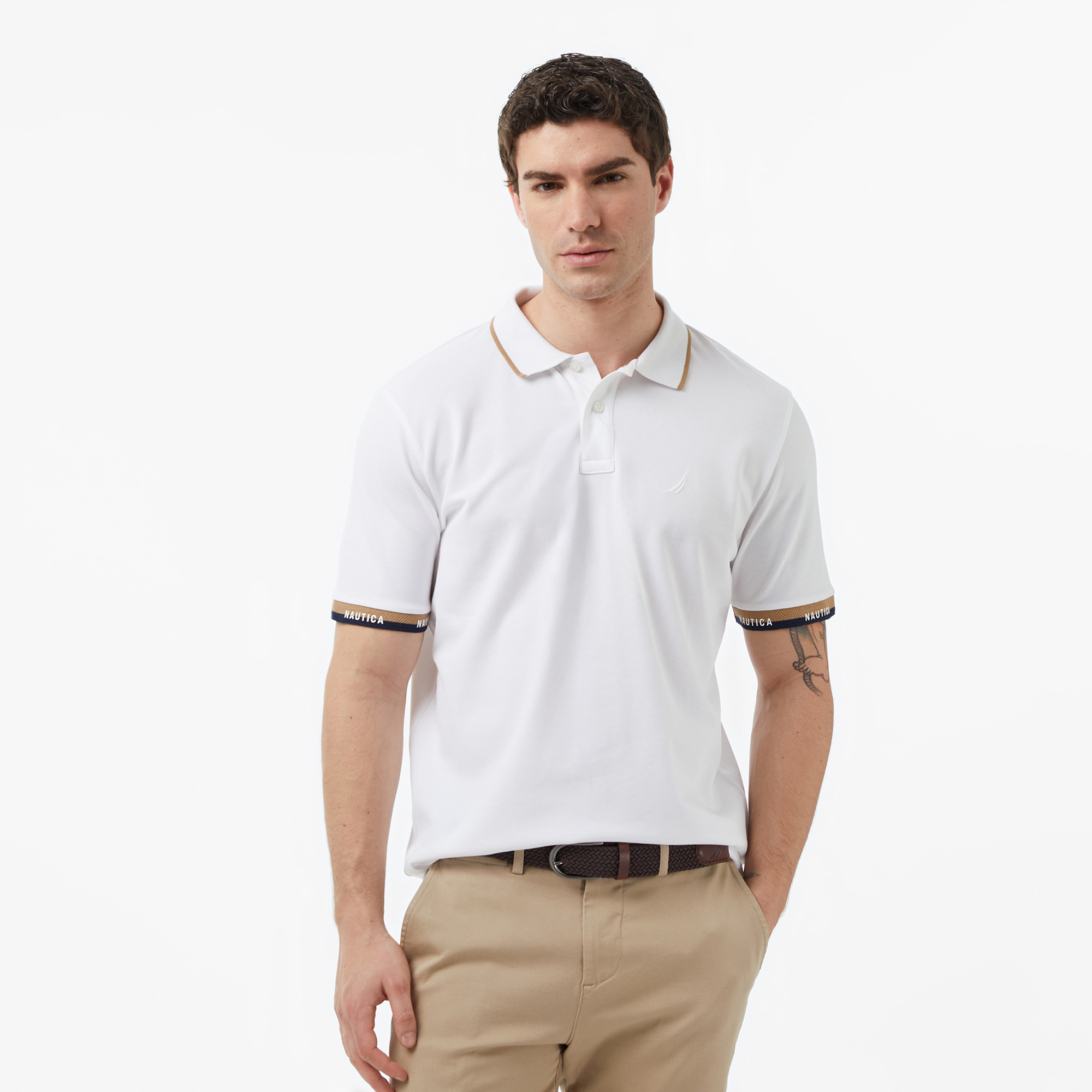  Nautica Erkek Beyaz Regular Fit Polo Yaka T-Shirt