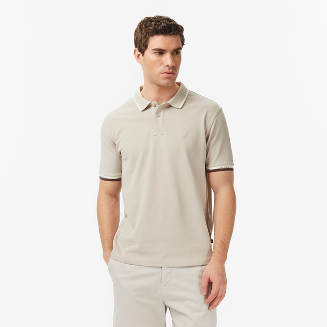  Nautica Erkek Bej Regular Fit Polo Yaka T-Shirt