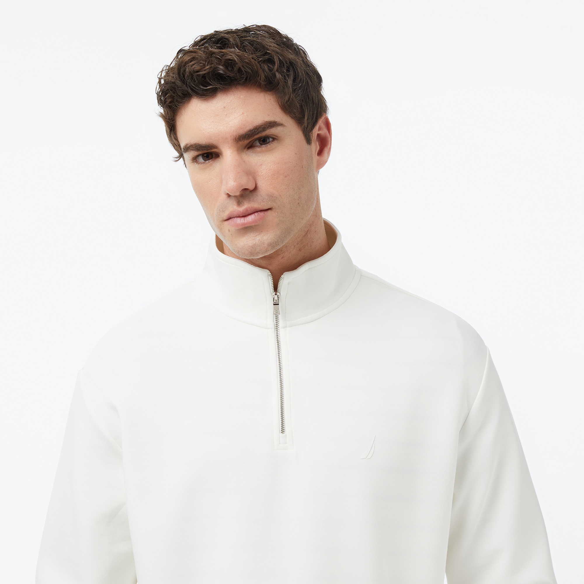 Nautica Erkek Krem Regular Fit Dik Yaka Sweatshirt