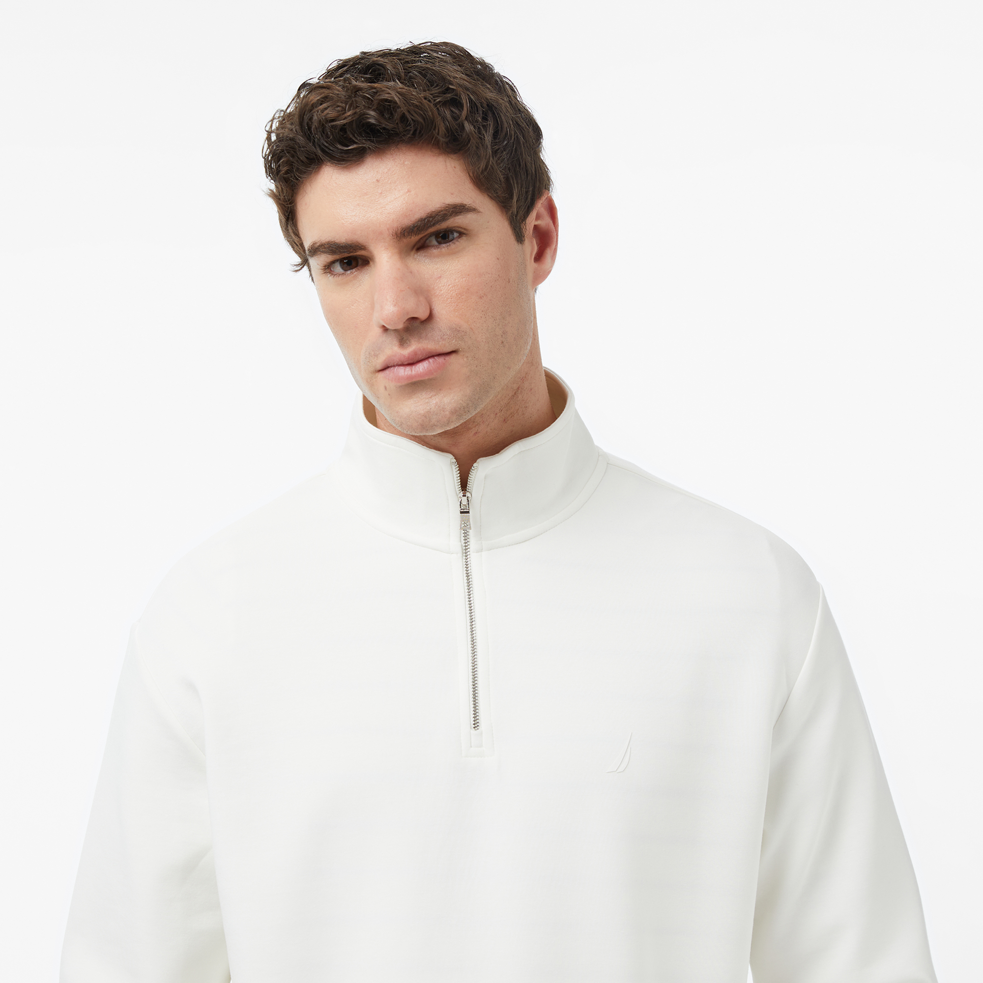  Nautica Erkek Krem Regular Fit Dik Yaka Sweatshirt