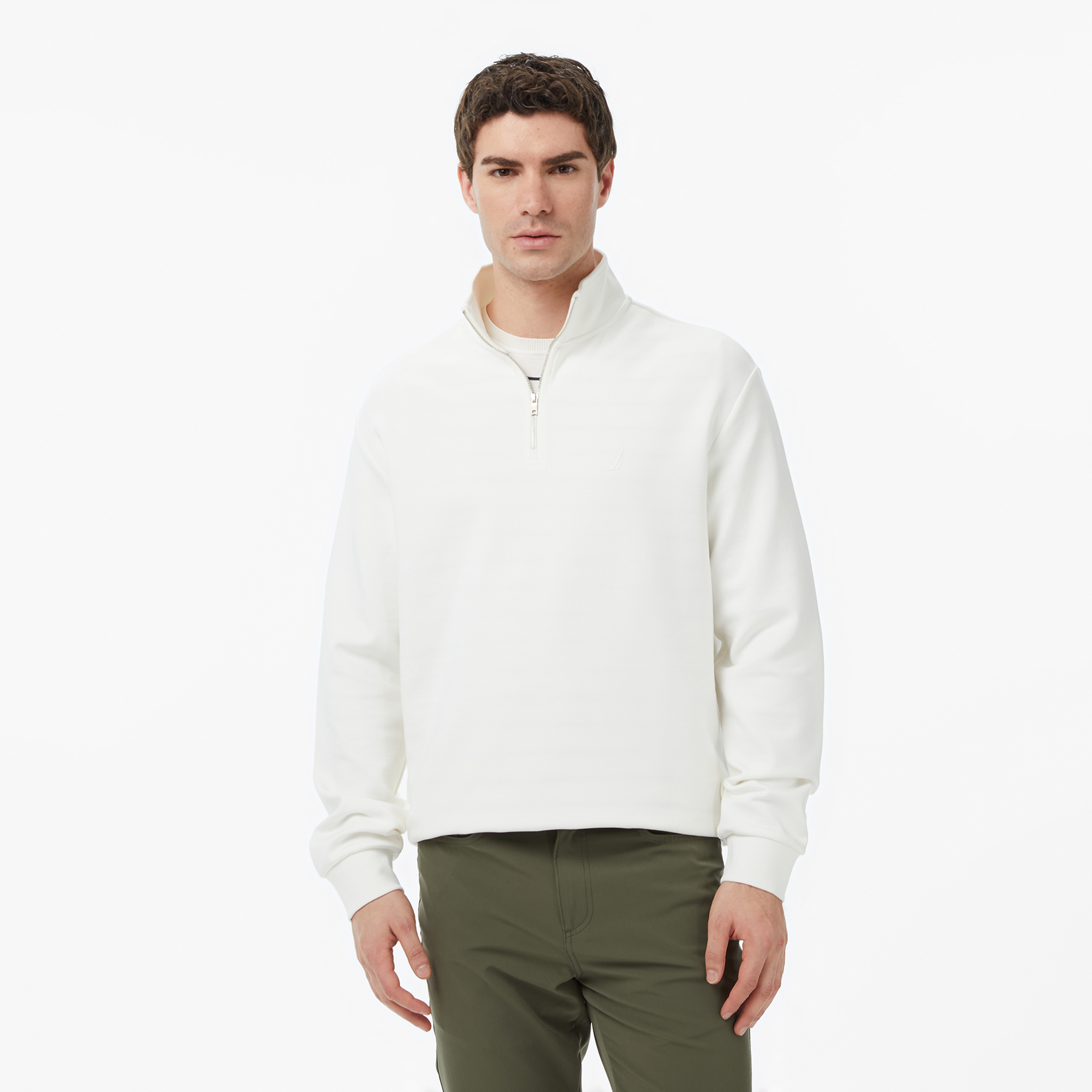  Nautica Erkek Krem Regular Fit Dik Yaka Sweatshirt