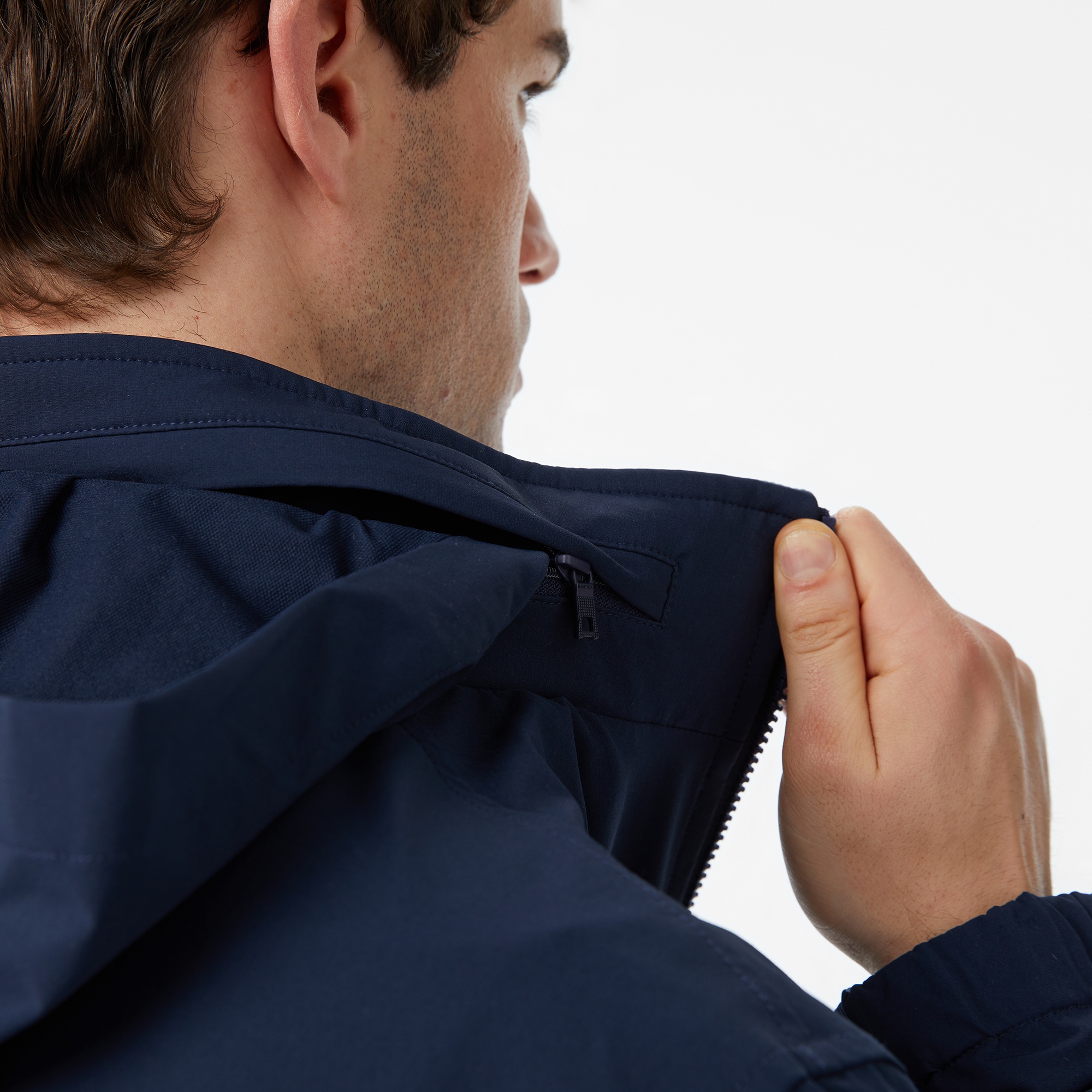 Nautica Erkek Lacivert Regular Fit Dik Yaka Çift Taraflı Su İtici Mont