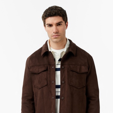  Nautica Erkek Kahverengi Regular Fit Süet Ceket