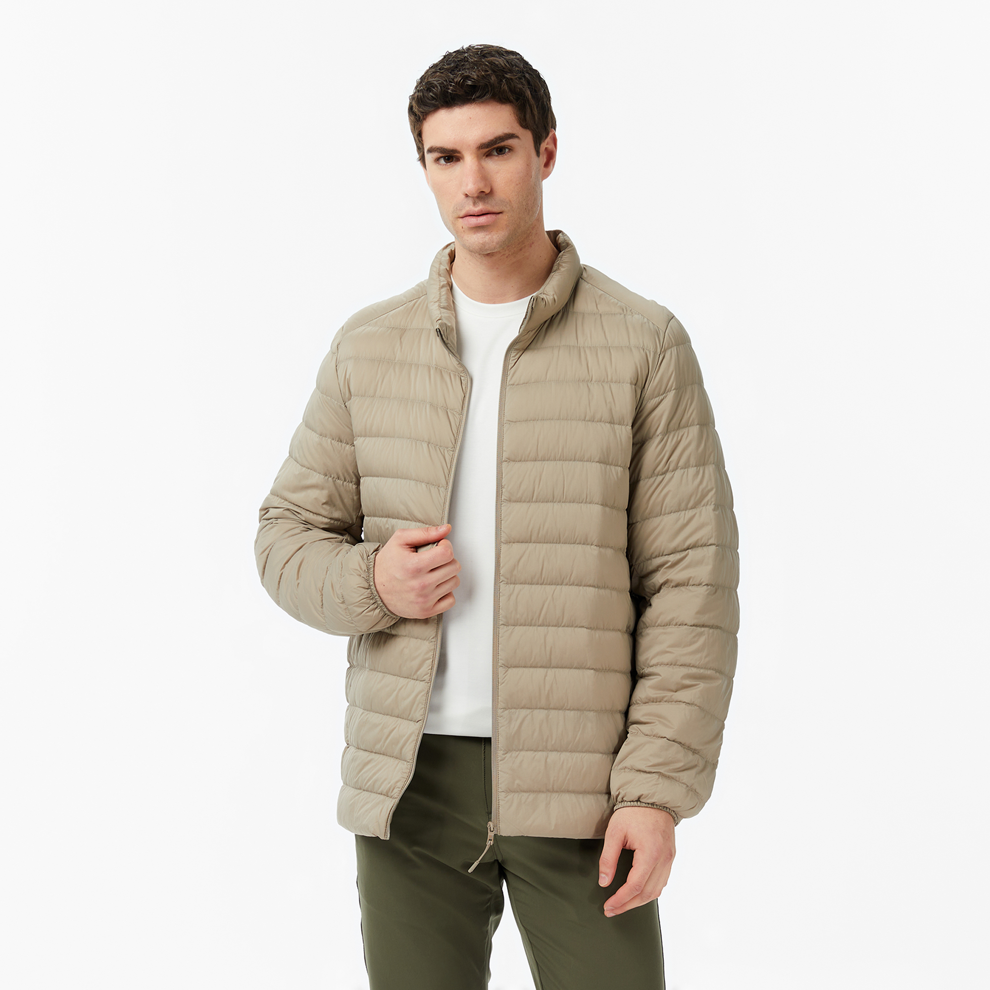  Nautica Erkek Bej Regular Fit Dik Yaka Su İtici Kaz Tüyü Mont