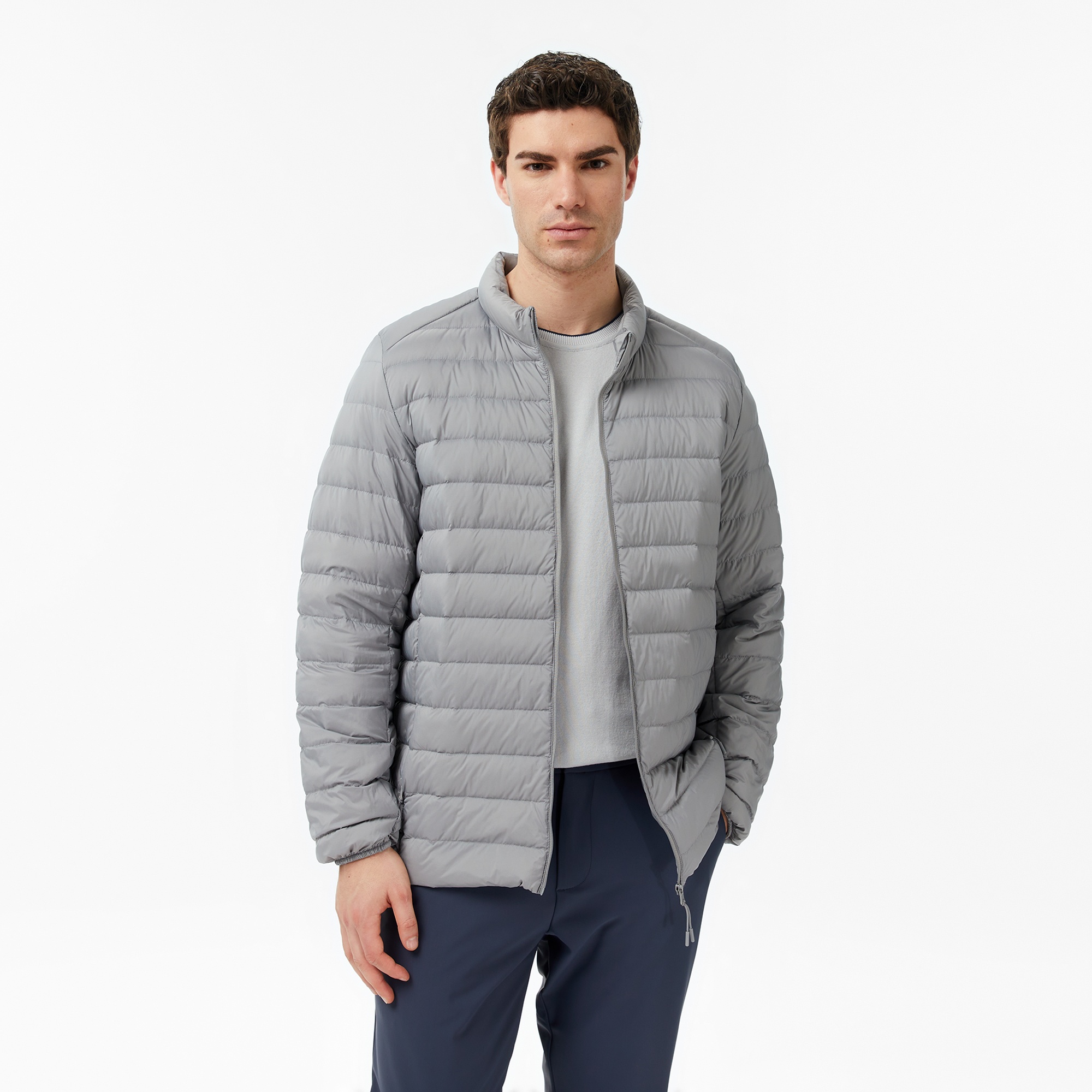 Nautica Erkek Gri Regular Fit Dik Yaka Su İtici Kaz Tüyü Mont