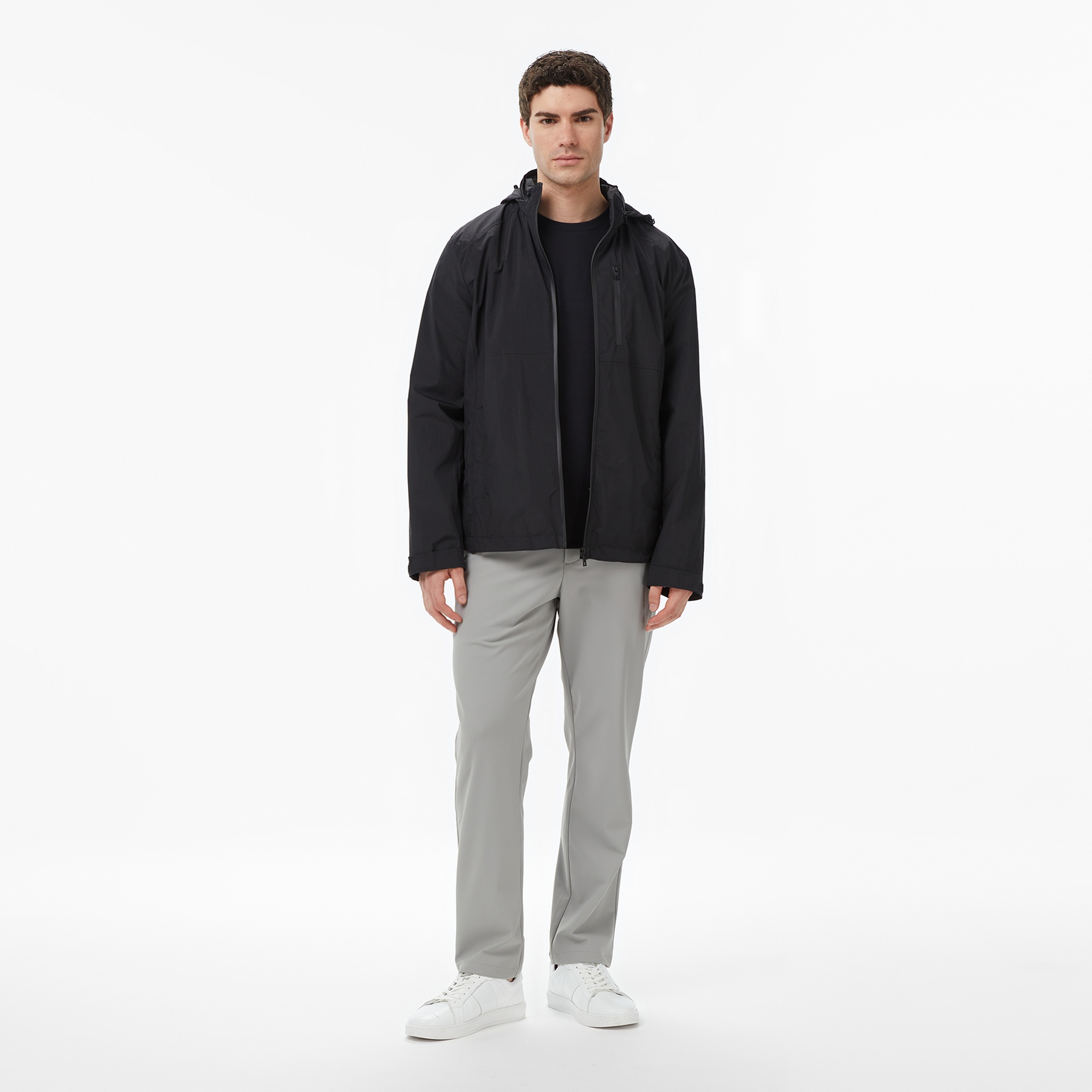 Nautica Erkek Siyah Regular Fit Dik Yaka Gizli Kapüşonlu Su İtici Mont