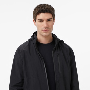  Nautica Erkek Siyah Regular Fit Dik Yaka Gizli Kapüşonlu Su İtici Mont