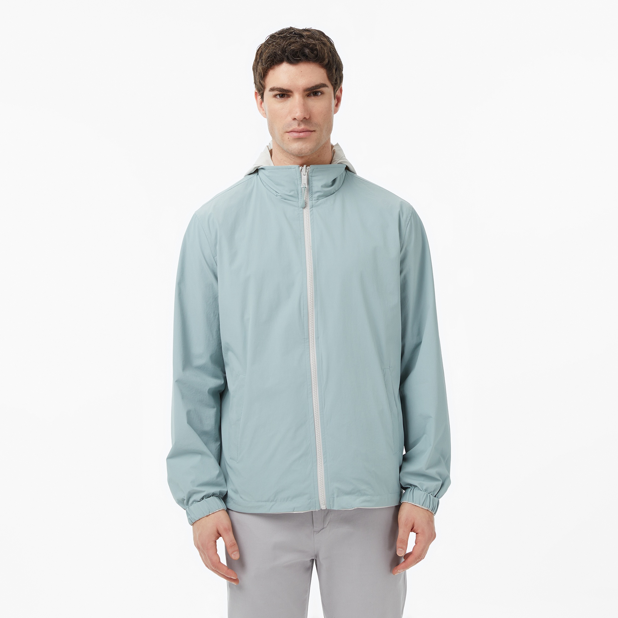 Nautica Erkek Gri Regular Fit Dik Yaka Çift Taraflı Su İtici Mont