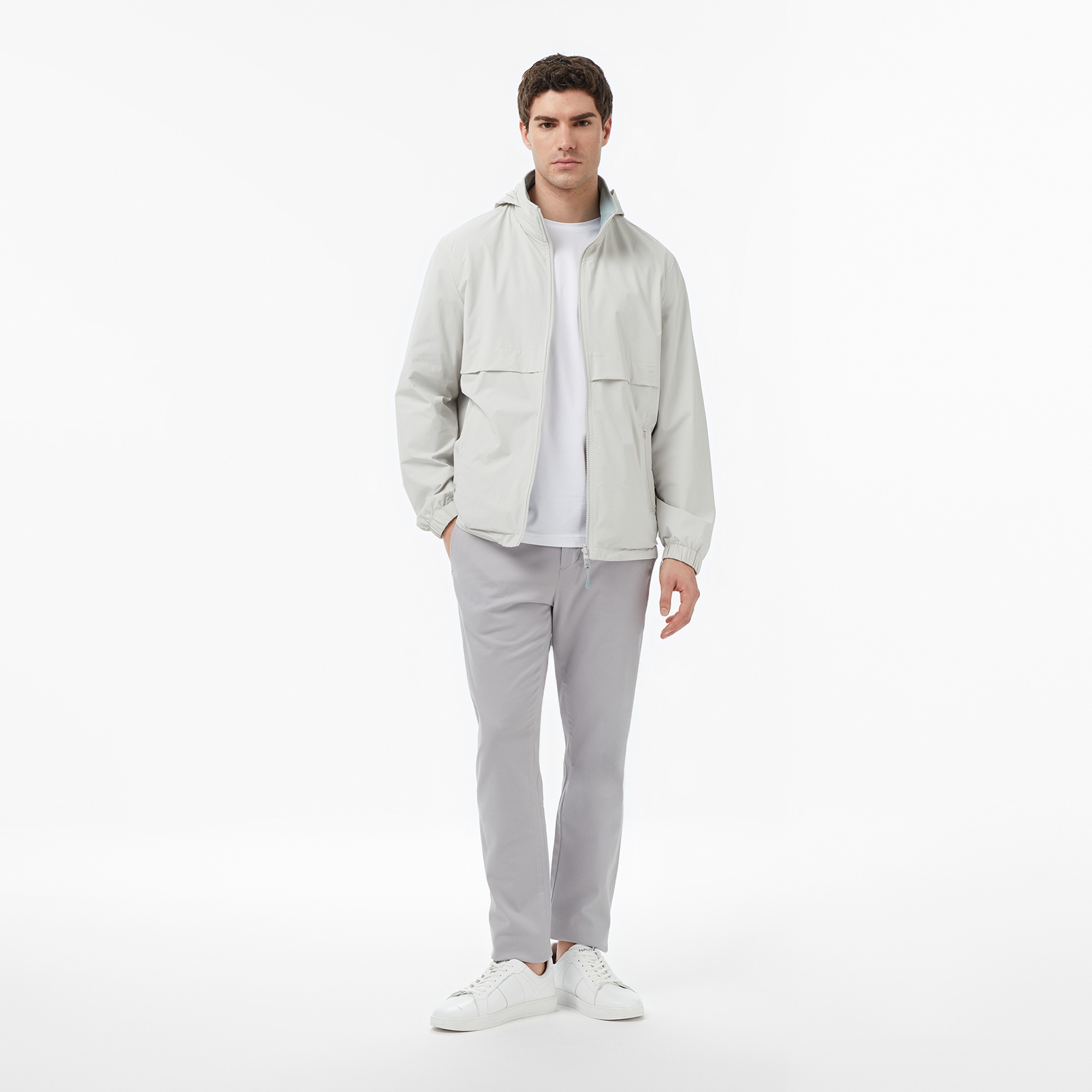 Nautica Erkek Gri Regular Fit Dik Yaka Çift Taraflı Su İtici Mont