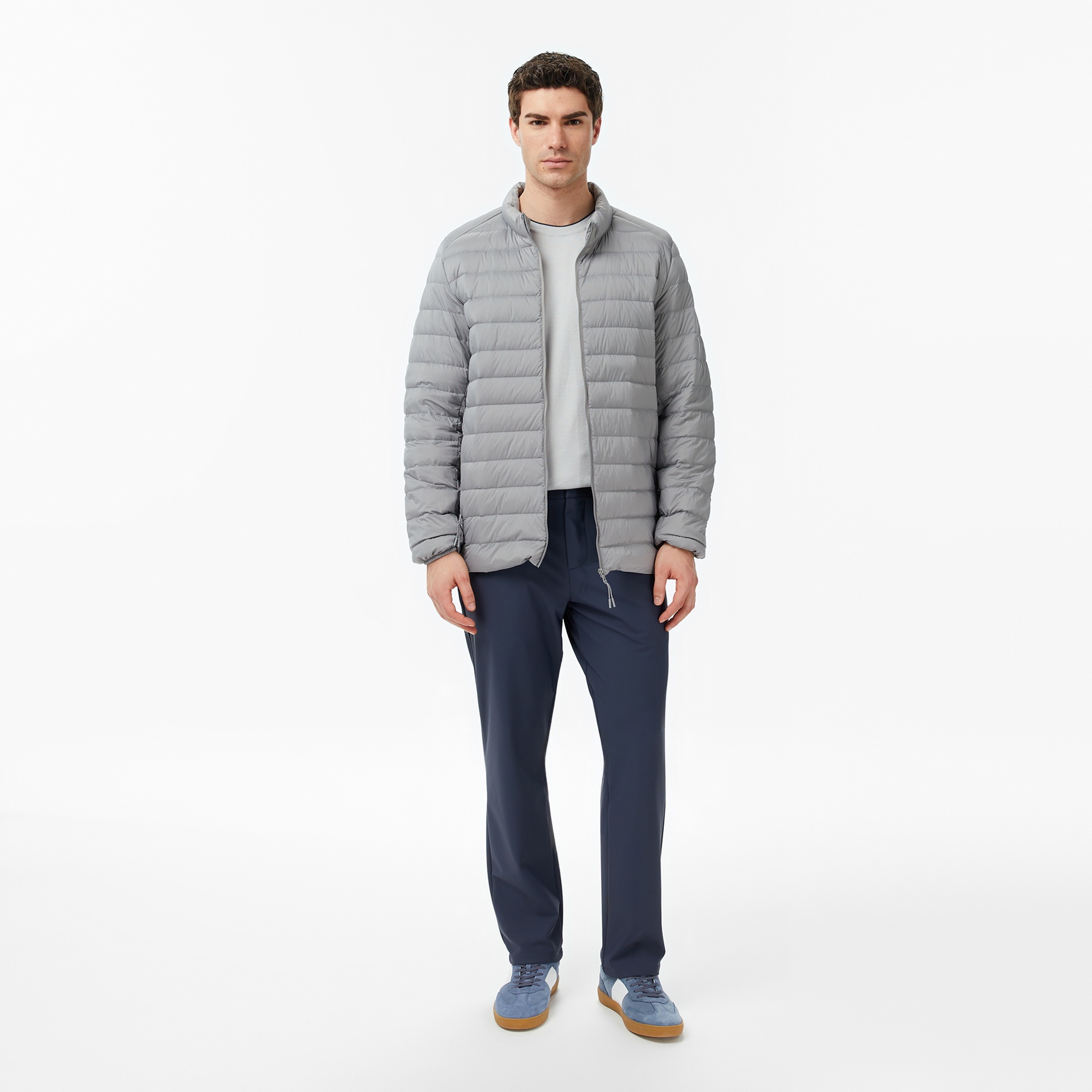 Nautica Erkek Gri Regular Fit Dik Yaka Su İtici Kaz Tüyü Mont