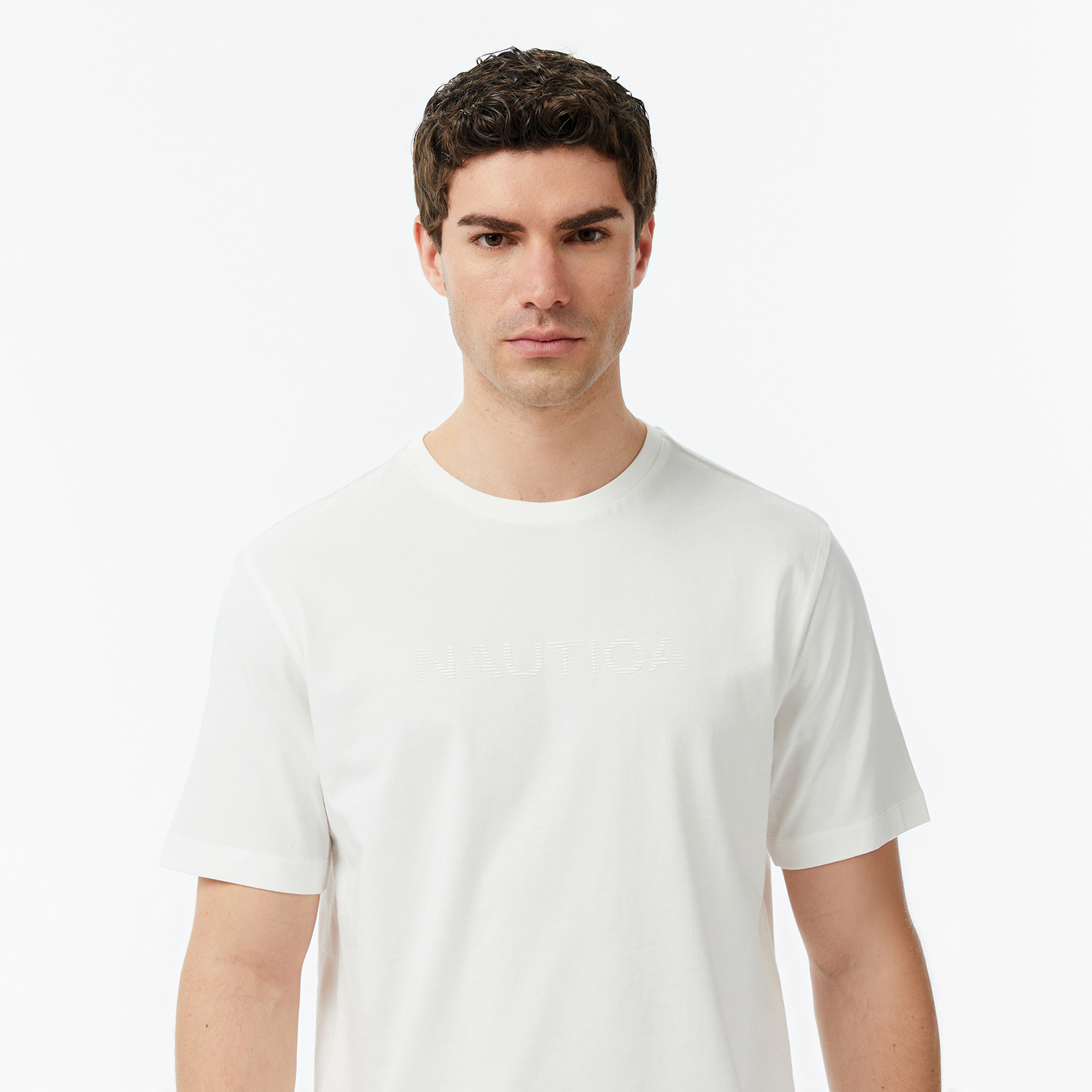 Nautica Erkek Beyaz Regular Fit Baskılı T-Shirt