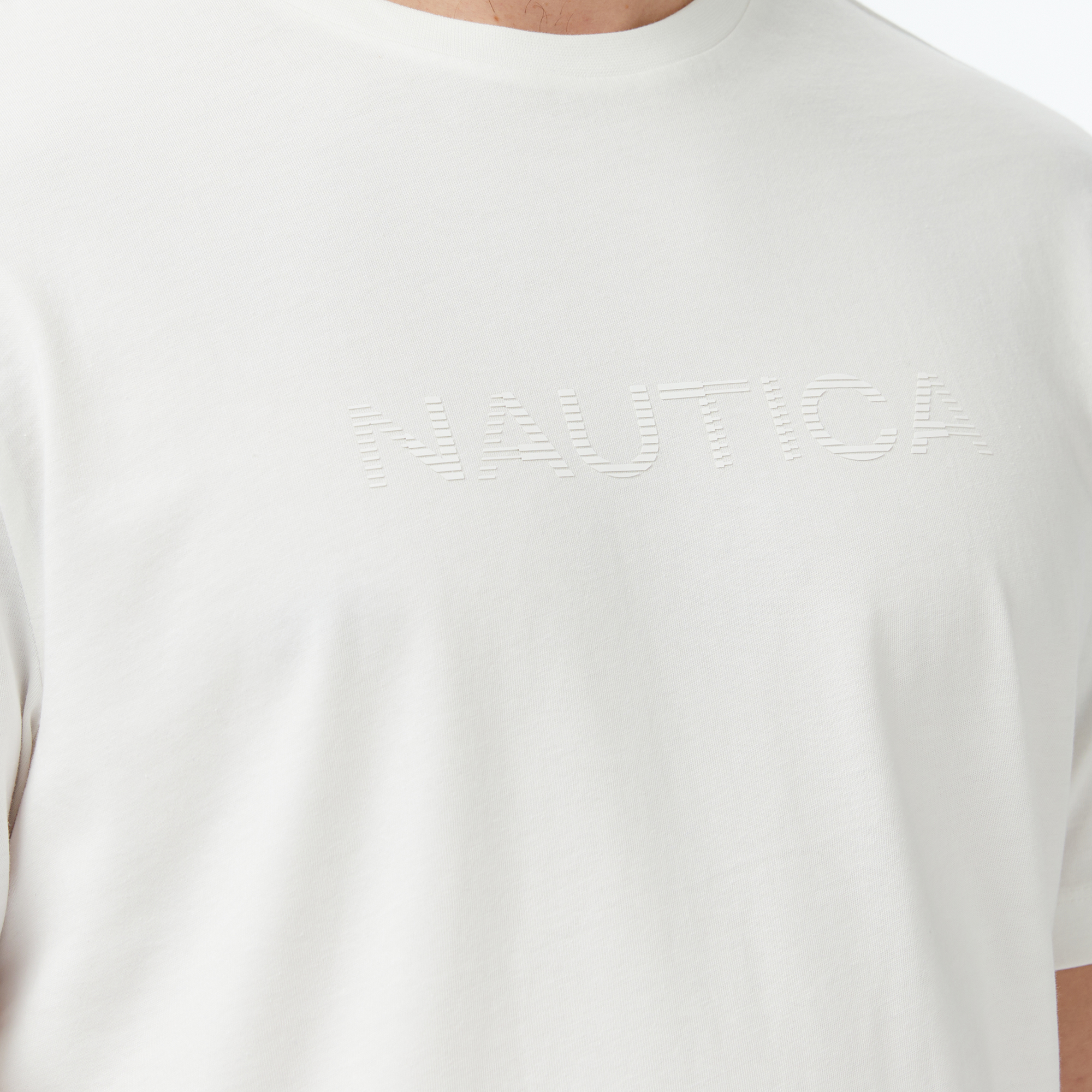  Nautica Erkek Beyaz Regular Fit Baskılı T-Shirt