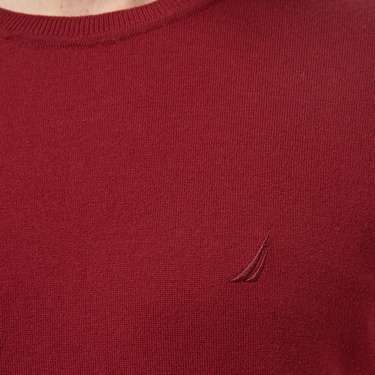  Nautica Erkek Bordo Regular Fit Kısa Kollu Triko