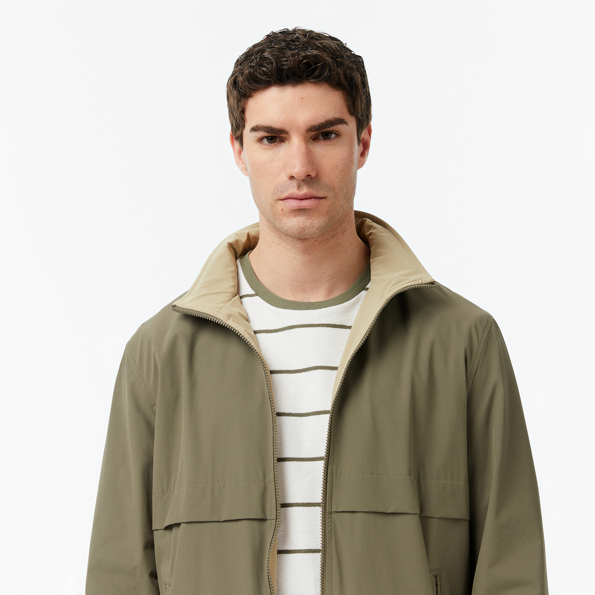 Nautica Erkek Yeşil Regular Fit Dik Yaka Çift Taraflı Su İtici Mont