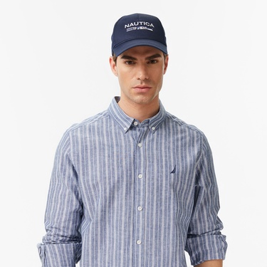  Nautica Erkek Mavi Regular Fit Çizgili Gömlek