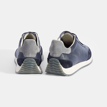  Erkek Lacivert Bağcıklı Deri Spor Ayakkabı