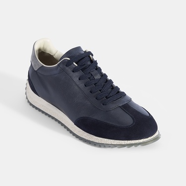  Erkek Lacivert Bağcıklı Deri Spor Ayakkabı