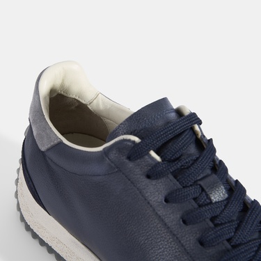  Erkek Lacivert Bağcıklı Deri Spor Ayakkabı
