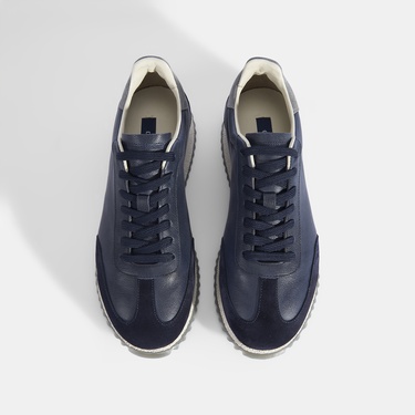  Erkek Lacivert Bağcıklı Deri Spor Ayakkabı