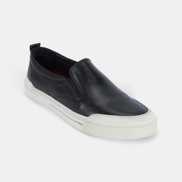  Erkek Siyah Deri Loafer