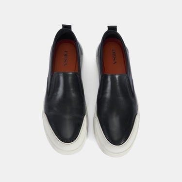  Erkek Siyah Deri Loafer