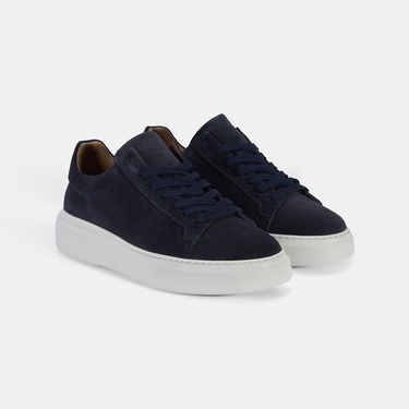  Erkek Lacivert Bağcıklı Deri Günlük Ayakkabı