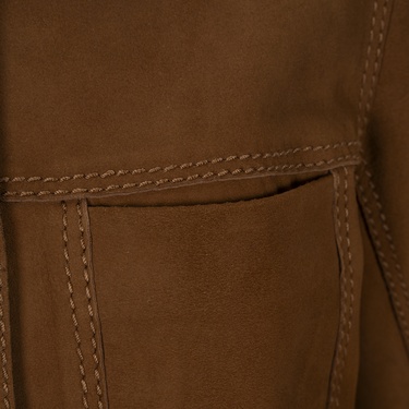  Kadın Taba Gömlek Yakalı Düğmeli Süet Ceket